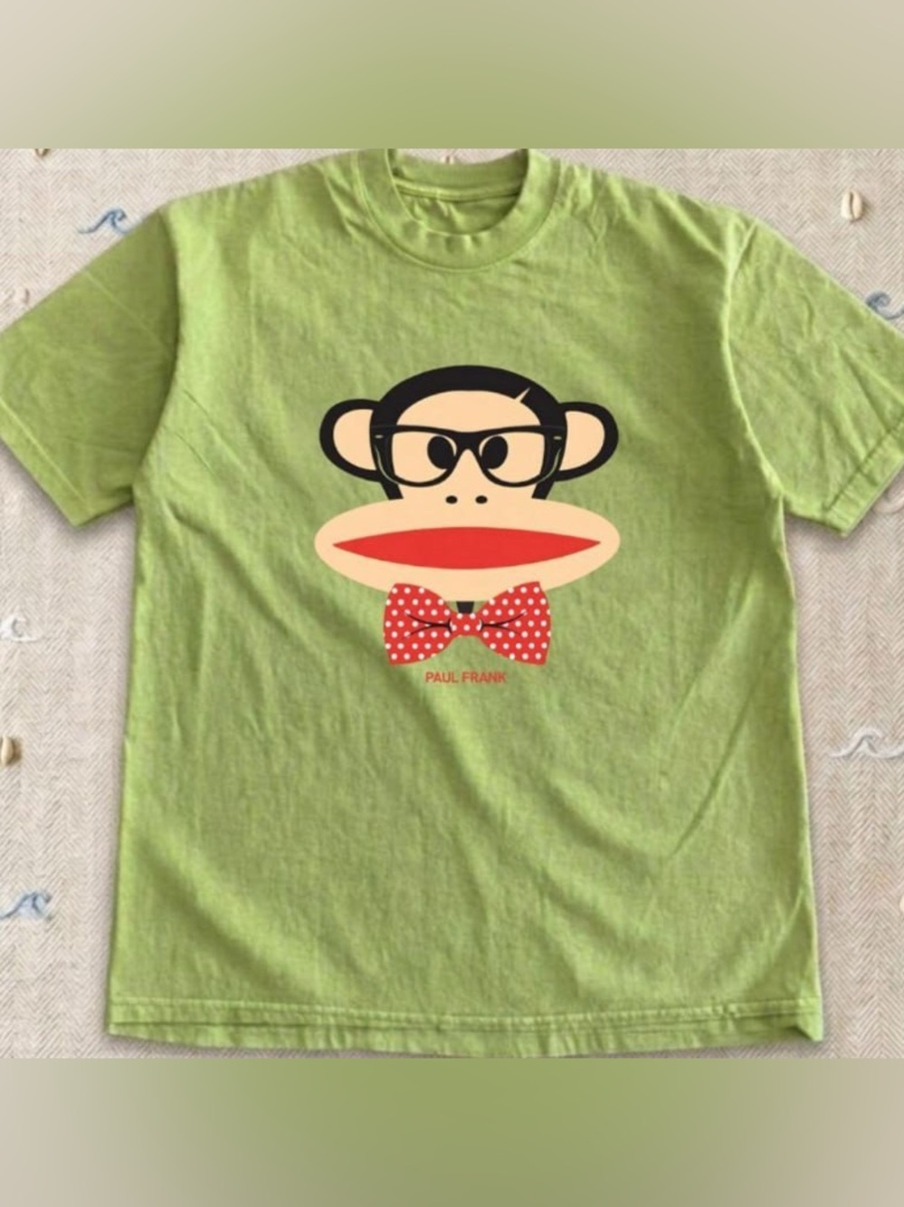 Gildan Lime Green Short-Sleeve Tee with Monkey Graphic and Red Bow